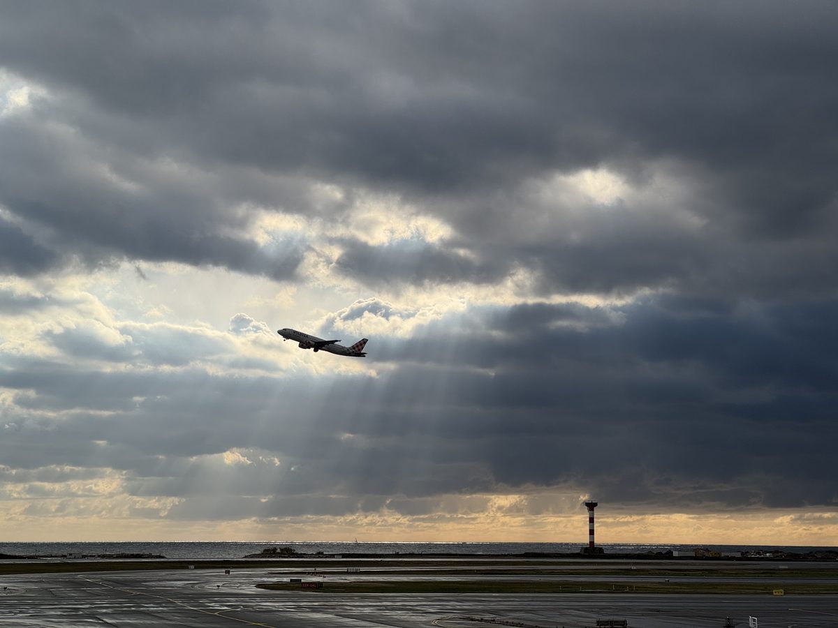 Watching the Skies — Airliner departure through the clouds